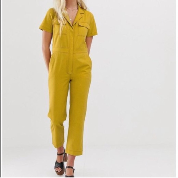 yellow short sleeve jumpsuit